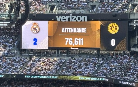 欧洲第1豪门排面 皇马世俱杯现场观众数全部超6万 其中2场超7万